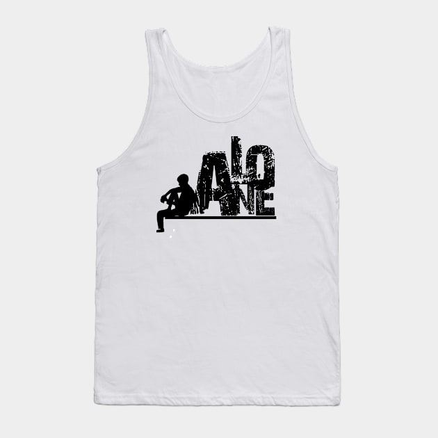 Alone guy siluet black and white Tank Top by anrazee